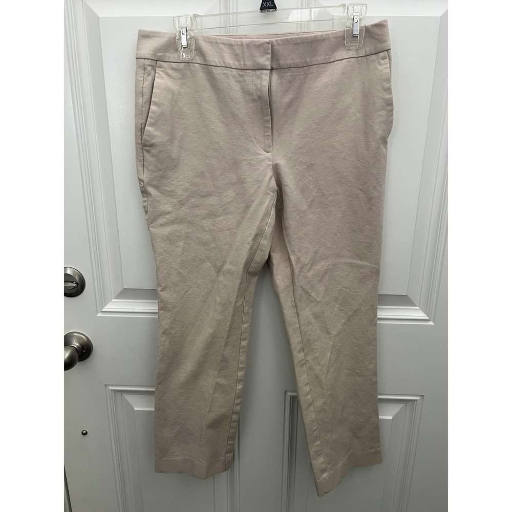 Ann Taylor Factory Signature Ankle Pants Beige Khaki Cotton Stretch Size 6